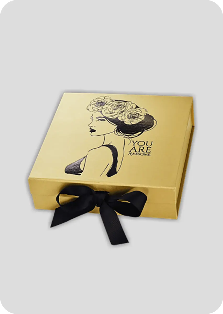 Luxury Custom Design Black Color Box Emboss Gold Foil Bookstyle